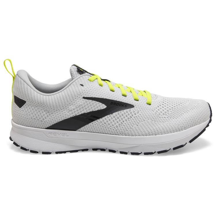 Brooks Revel 5 Performance Road Running Shoes - Men's - White/Oyster/India Ink (61502-XJPT)